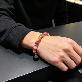Gucci GG Coral Bead Silver Charm Bracelet
