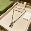 Gucci GG Twin Barrel Charm Silver Chain Necklace