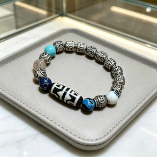 Gucci GG Color Bead Charm Silver Accent Bracelet