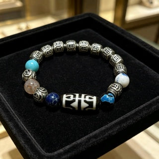 Gucci GG Color Bead Charm Silver Accent Bracelet