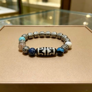 Gucci GG Color Bead Charm Silver Accent Bracelet
