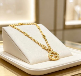 Gucci GG Circle Logo Gold Chain Necklace