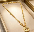 Gucci GG Circle Logo Gold Chain Necklace