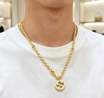Gucci GG Circle Logo Gold Chain Necklace