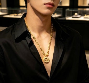 Gucci GG Circle Logo Gold Chain Necklace