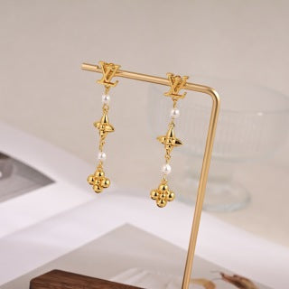 Louis Vuitton Pearl Blossom Star Drop Stud Earrings