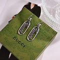 Gucci GG Engraved Oval Drop Silver Earrings