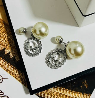 Dior Tribale Pearl Medallion Drop Earrings