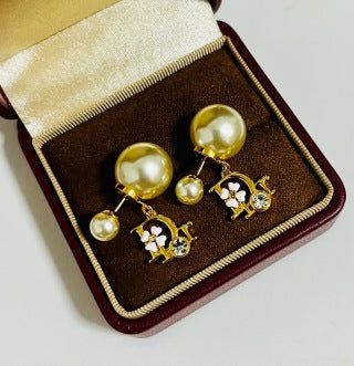 Dior Tribale Pearl Botanical Charm Stud Earrings