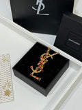YSL Cassandre Ruby Emblem Brooch