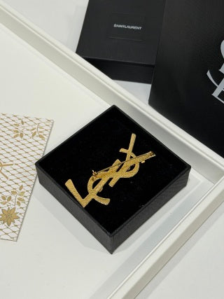 YSL Cassandre Ruby Emblem Brooch