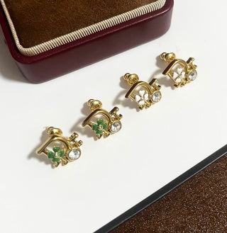 Dior Rose Dior Mini Charm Stud Earrings