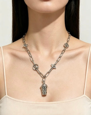 Louis Vuitton Monogram Geometric Charm Chain Necklace