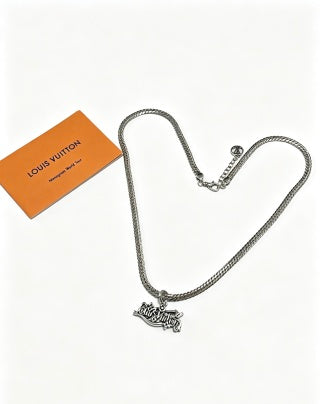 Louis Vuitton Signature Script Pendant Chain Necklace