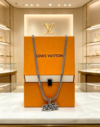 Louis Vuitton Signature Script Pendant Chain Necklace