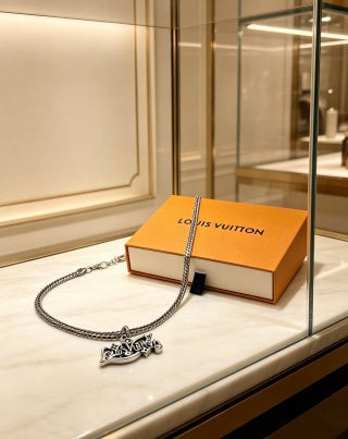 Louis Vuitton Signature Script Pendant Chain Necklace