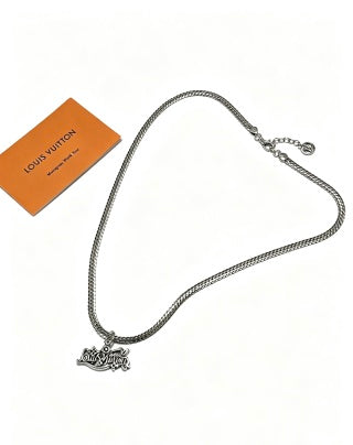 Louis Vuitton Signature Script Pendant Chain Necklace