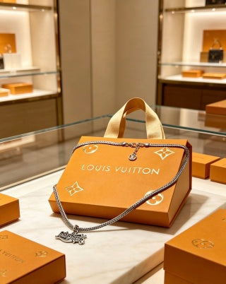Louis Vuitton Signature Script Pendant Chain Necklace