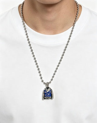 Louis Vuitton Monogram Lock Charm Beaded Chain Necklace