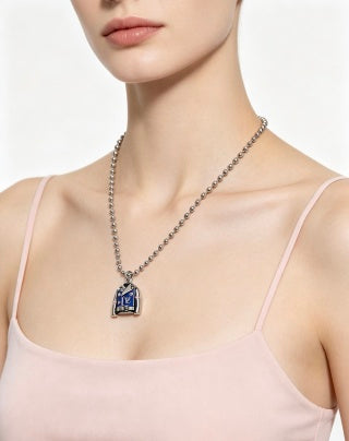 Louis Vuitton Monogram Lock Charm Beaded Chain Necklace