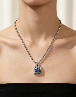 Louis Vuitton Monogram Lock Charm Beaded Chain Necklace
