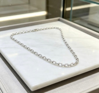 Gucci GG Interlocking Oval Link Silver Chain Necklace