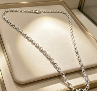 Gucci GG Interlocking Oval Link Silver Chain Necklace