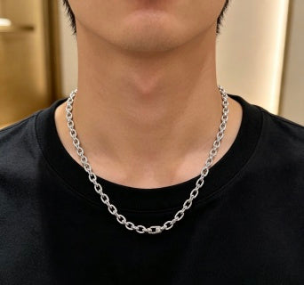 Gucci GG Interlocking Oval Link Silver Chain Necklace
