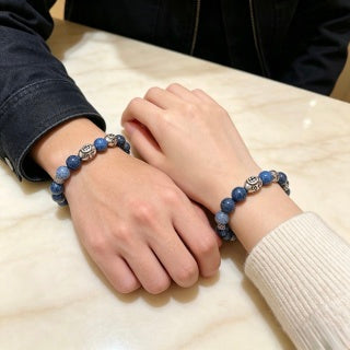 Gucci GG Blue Lapis Bead Silver Accent Bracelet