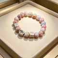 Gucci GG Pink Marble Bead Silver Accent Bracelet