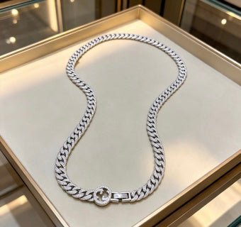 Gucci GG Cuban Link Silver Chain Necklace