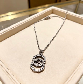 Gucci GG Octagonal Pendant Silver Chain Necklace