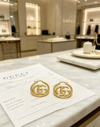Gucci GG Interlocking Circle Gold Hoop Earrings