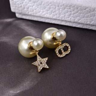 Dior Tribale Pearl Charm Stud Earrings