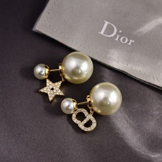 Dior Tribale Pearl Charm Stud Earrings