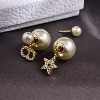 Dior Tribale Pearl Charm Stud Earrings