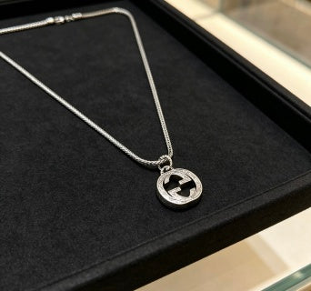 Gucci GG Crystal Medallion Snake Chain Necklace