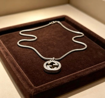 Gucci GG Crystal Medallion Snake Chain Necklace