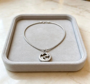 Gucci GG Crystal Medallion Snake Chain Necklace