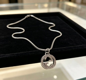 Gucci GG Crystal Medallion Snake Chain Necklace