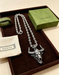 Gucci GG Bull Head Medallion Pendant Necklace