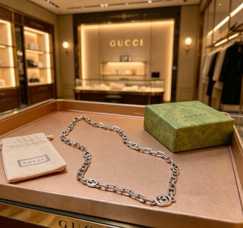 Gucci GG Engraved Oval Link Chain Necklace