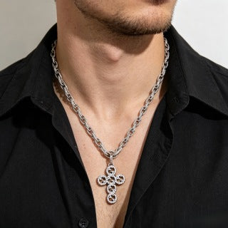 Gucci GG Cross Medallion Link Chain Necklace