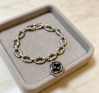 Gucci GG Medallion Engraved Link Bracelet