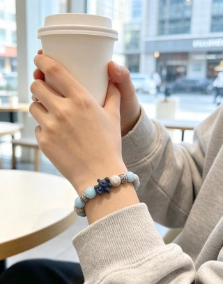 Gucci GG Blue Agate Bead Charm Bracelet