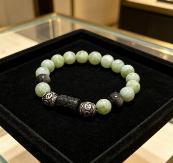 Gucci GG Green Stone Bead Bracelet