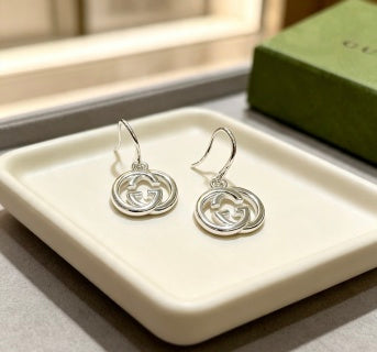 Gucci GG Interlocking Drop Hoop Earrings