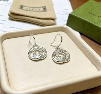 Gucci GG Interlocking Drop Hoop Earrings