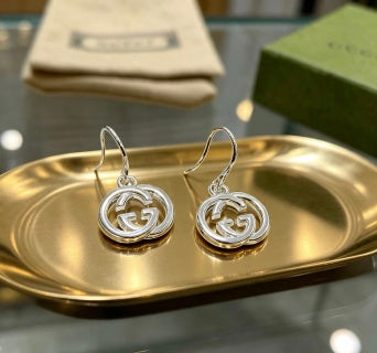 Gucci GG Interlocking Drop Hoop Earrings