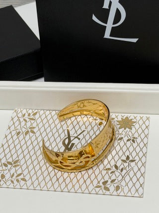 YSL Atelier Sculptural Gold Cuff Bracelet